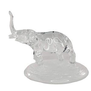 Cristal d'Arques Elephant Figurine 24% Lead Crystal Glass France Lucky Trunk Up